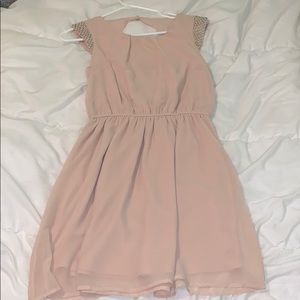 Blush dress with pearl accent